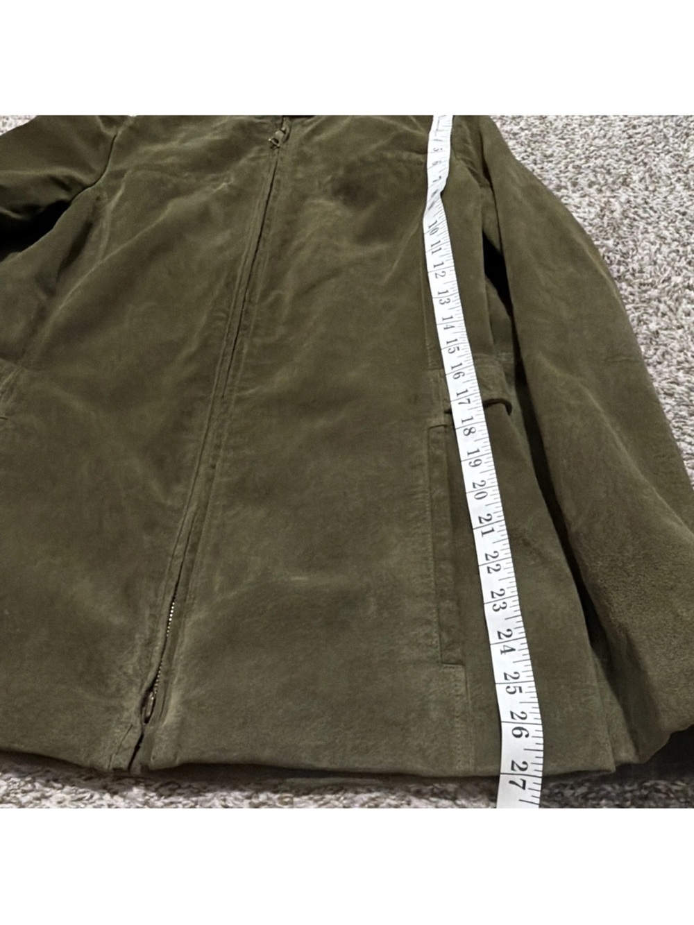 Vintage Y2K Eddie Bauer Olive Green Suede Jacket - Women's Casual Leather Coat - Picture 12 of 13